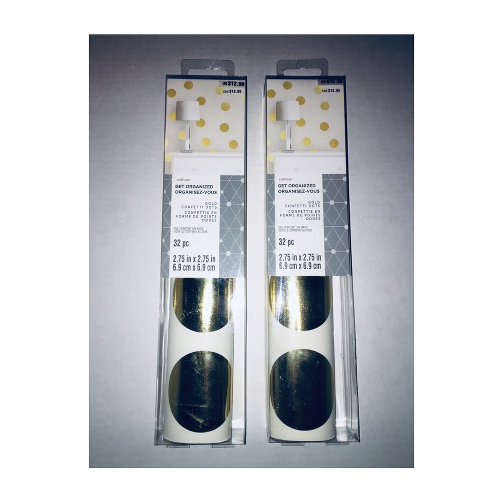 SET OF 2 GOLD FOIL POLKA DOT WALL STICKERS